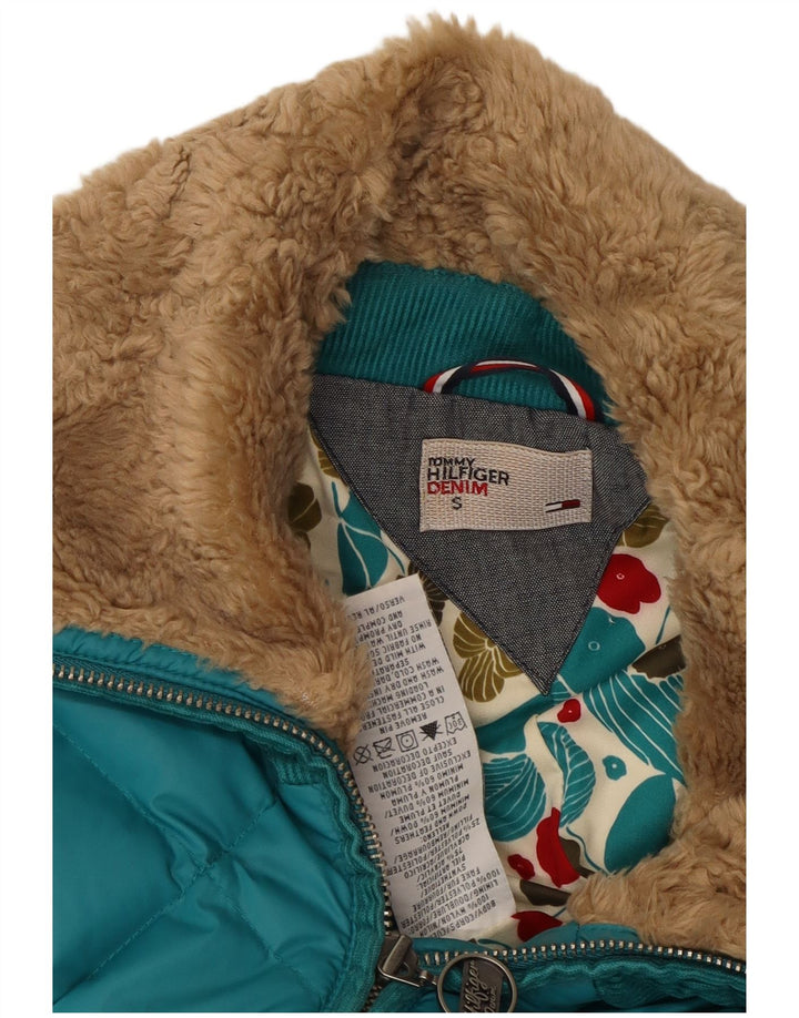TOMMY HILFIGER Womens Padded Gilet UK 10 Small Turquoise Nylon