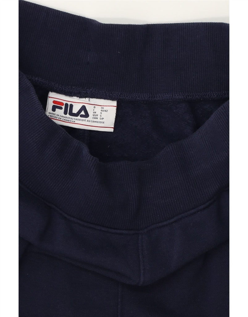 FILA Womens Tracksuit Trousers Joggers UK 10 Small Navy Blue Cotton Vintage Fila and Second-Hand Fila from Messina Hembry 