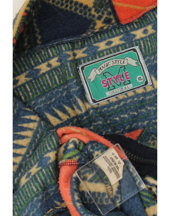 VINTAGE Mens Fleece Jacket UK 42 XL Multicoloured Geometric Polyester