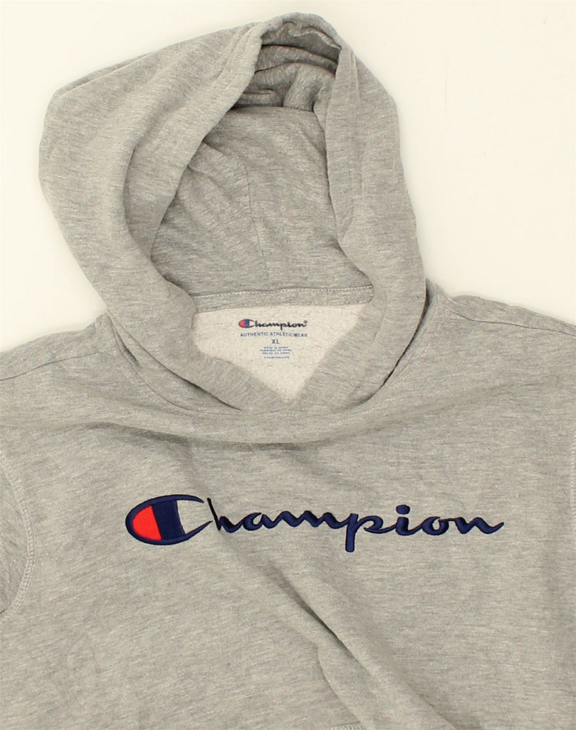 CHAMPION Womens Graphic Hoodie Jumper UK 18 XL Grey Cotton | Vintage Champion | Thrift | Second-Hand Champion | Used Clothing | Messina Hembry 