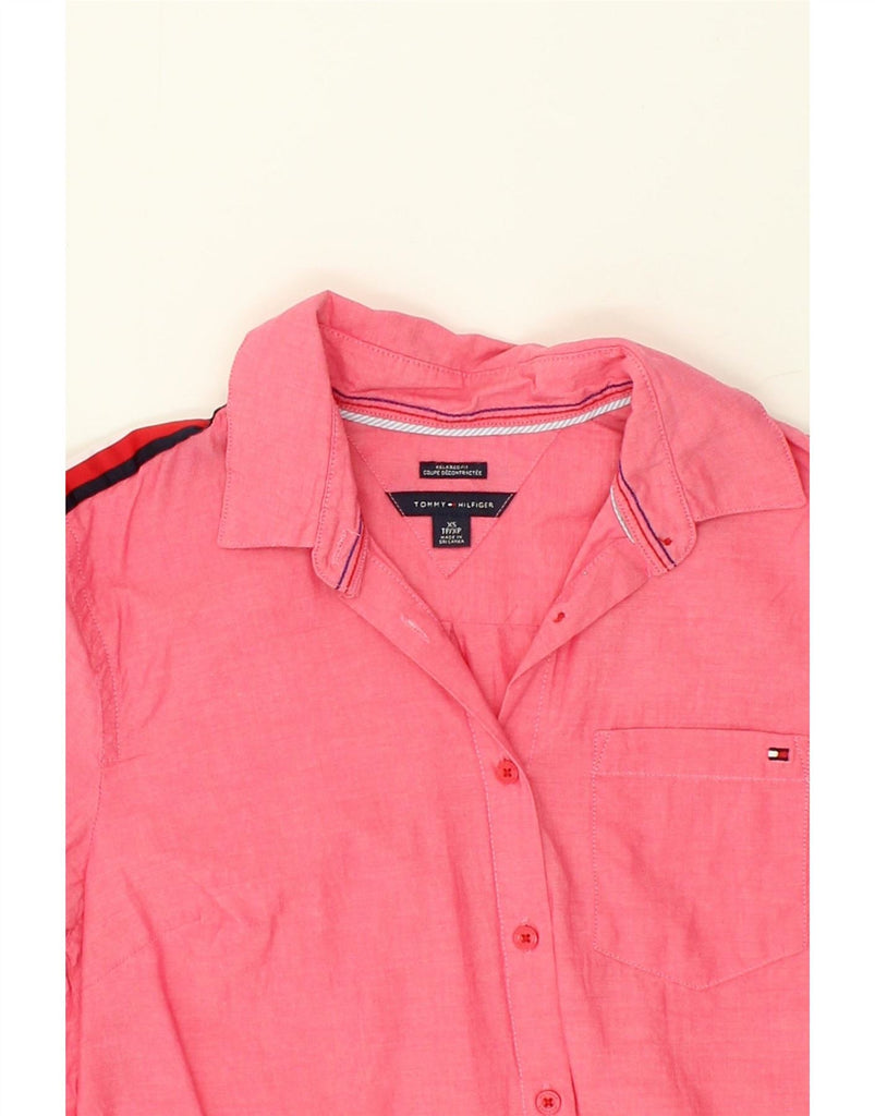 TOMMY HILFIGER Womens Relaxed Fit Shirt UK 6 XS Pink Cotton Vintage Tommy Hilfiger and Second-Hand Tommy Hilfiger from Messina Hembry 