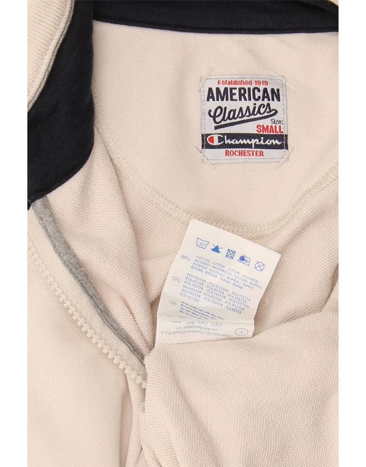 CHAMPION Mens Tracksuit Top Jacket Small Off White Cotton