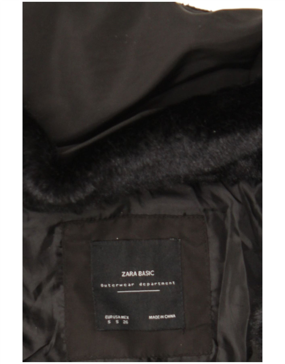 Zara Womens Hooded Padded Jacket UK 10 Small Black Polyester