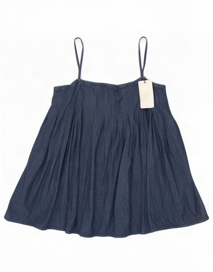 Zara Womens Denim Cami Top UK 12 Medium Blue Cotton