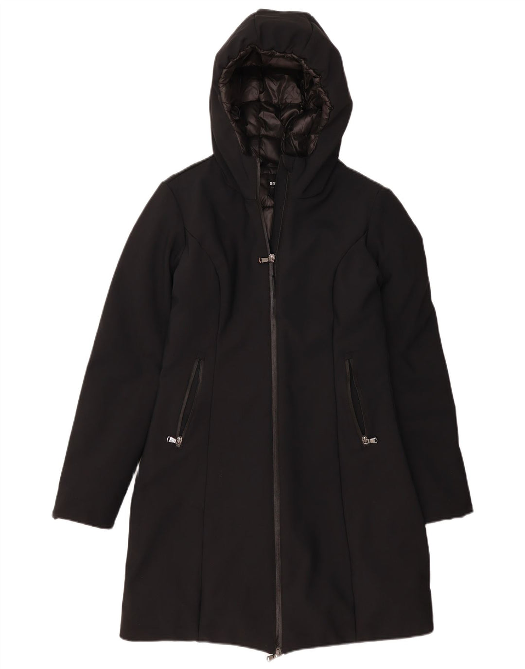 BRUGI Womens Hooded Padded Coat IT 42 Medium Black Polyamide