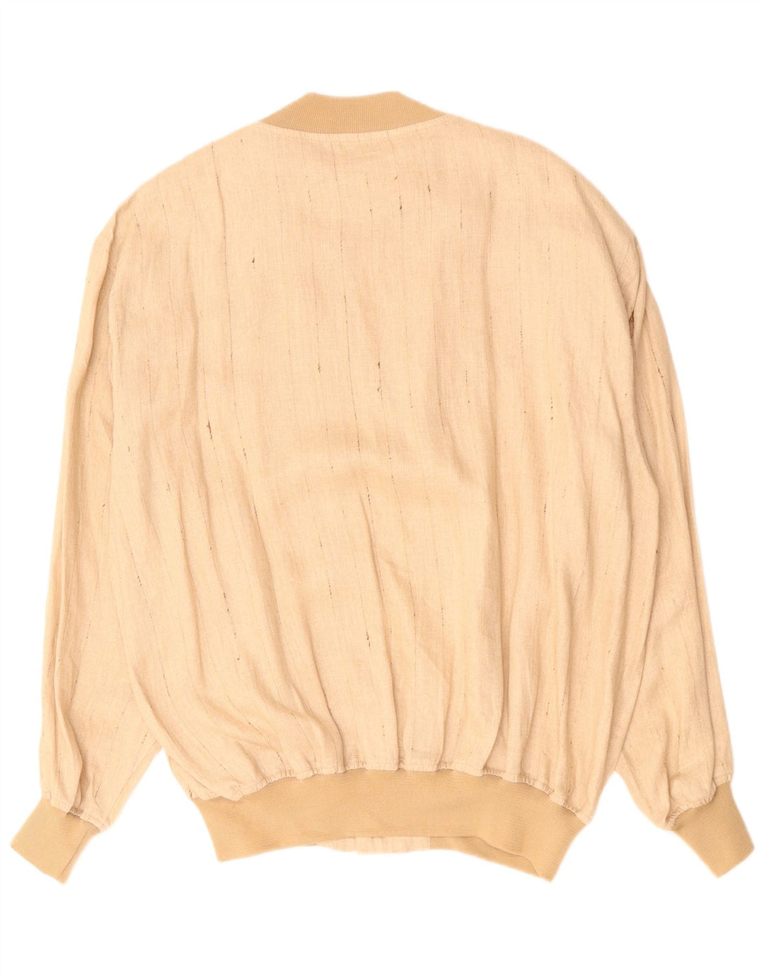 VINTAGE Mens Bomber Jacket UK 42 XL Beige Pinstripe Linen