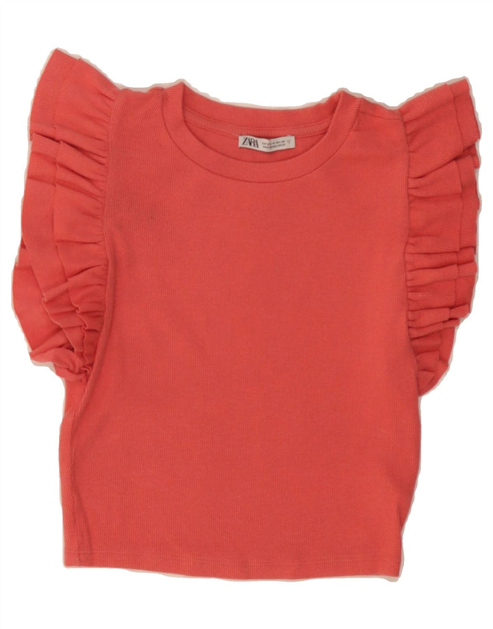 ZARA Womens Crop Blouse Top UK 12 Medium Pink Cotton Vintage Zara and Second-Hand Zara from Messina Hembry 