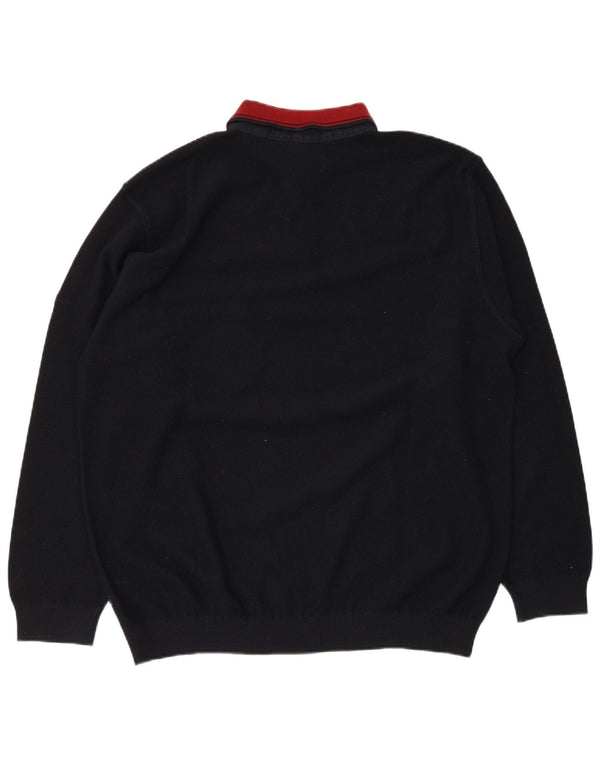 Green Coast Mens Polo Neck Jumper Sweater IT 56 XL Navy Blue Wool