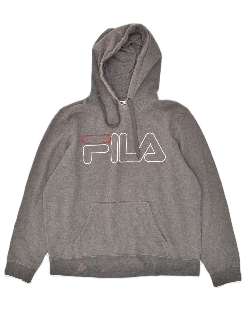 FILA Mens Graphic Hoodie Jumper Large Grey Cotton | Vintage Fila | Thrift | Second-Hand Fila | Used Clothing | Messina Hembry 