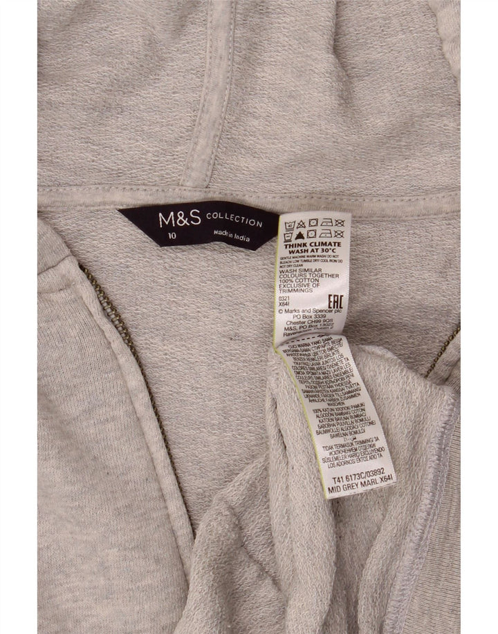 Marks & Spencer Womens Oversized Zip Hoodie Sweater UK 10 Small Grey Cotton
