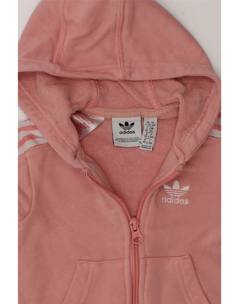 ADIDAS Baby Girls Zip Hoodie Sweater 9-12 Months Pink Cotton | Vintage Adidas | Thrift | Second-Hand Adidas | Used Clothing | Messina Hembry 