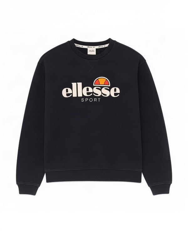 Ellesse Womens Graphic Sweatshirt Jumper UK 12 Medium Navy Blue Cotton