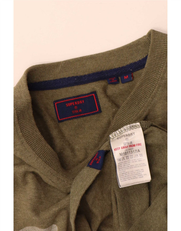 Superdry Mens Graphic T-Shirt Top Medium Khaki Cotton