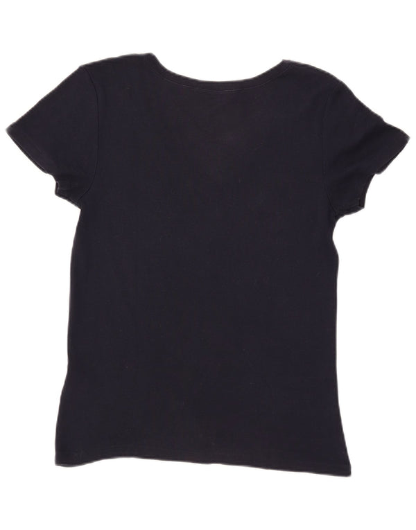 RALPH LAUREN Womens T-Shirt Top UK 14 Large Navy Blue Cotton