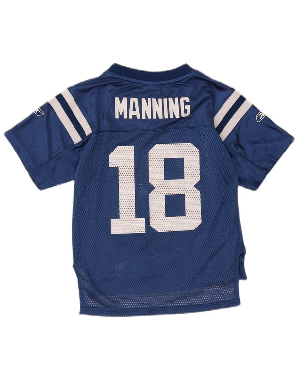 Reebok Boys NFL Graphic Jersey Top 5-6 Years Medium Navy Blue Colourblock