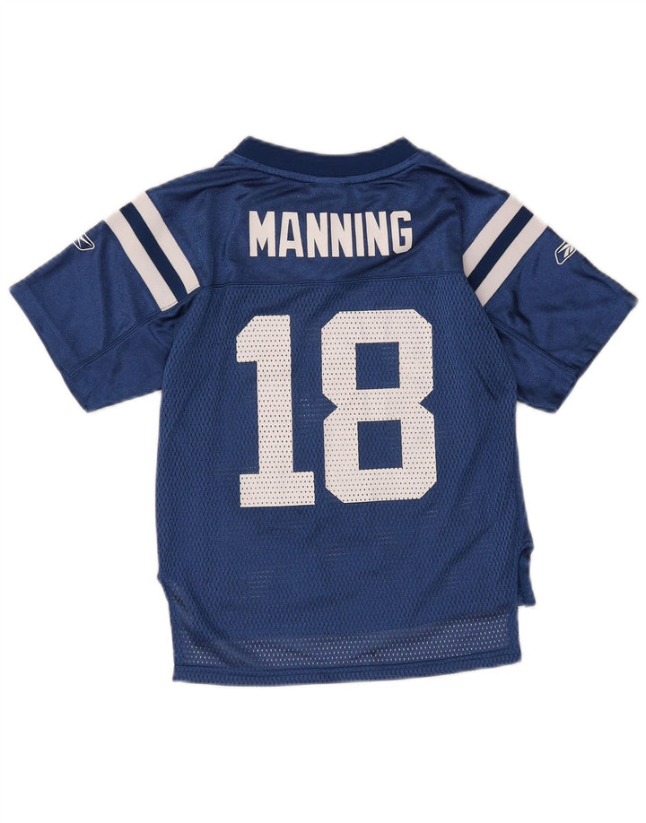 Reebok Boys NFL Graphic Jersey Top 5-6 Years Medium Navy Blue Colourblock