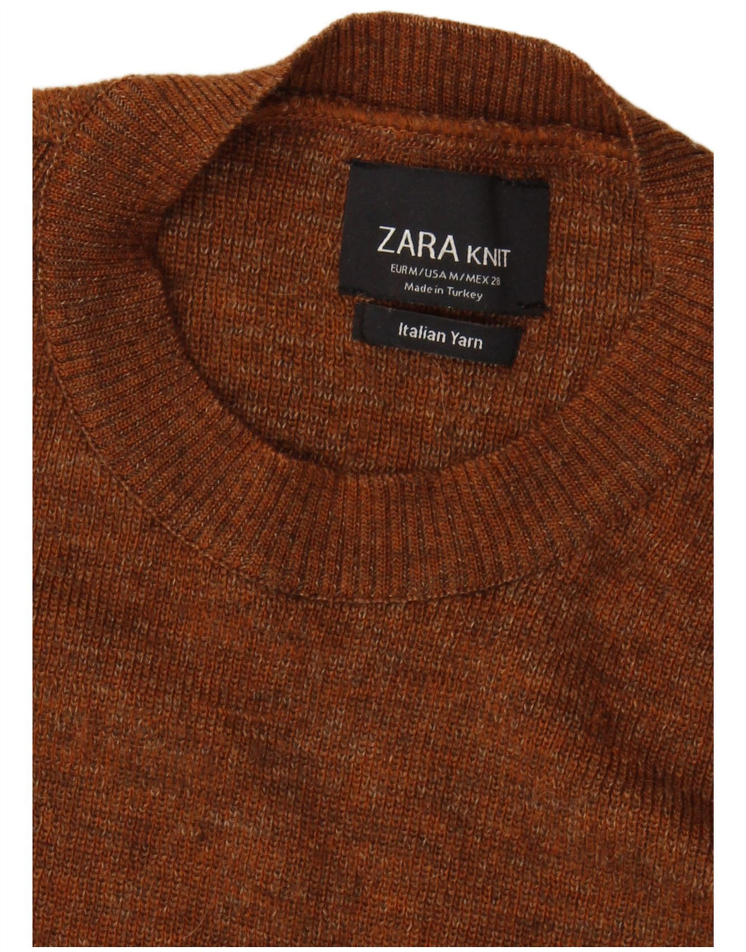 Zara Womens Crew Neck Jumper Sweater UK 12 Medium Brown