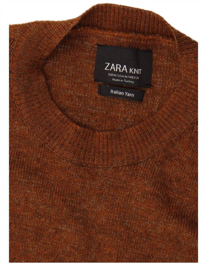 Zara Womens Crew Neck Jumper Sweater UK 12 Medium Brown