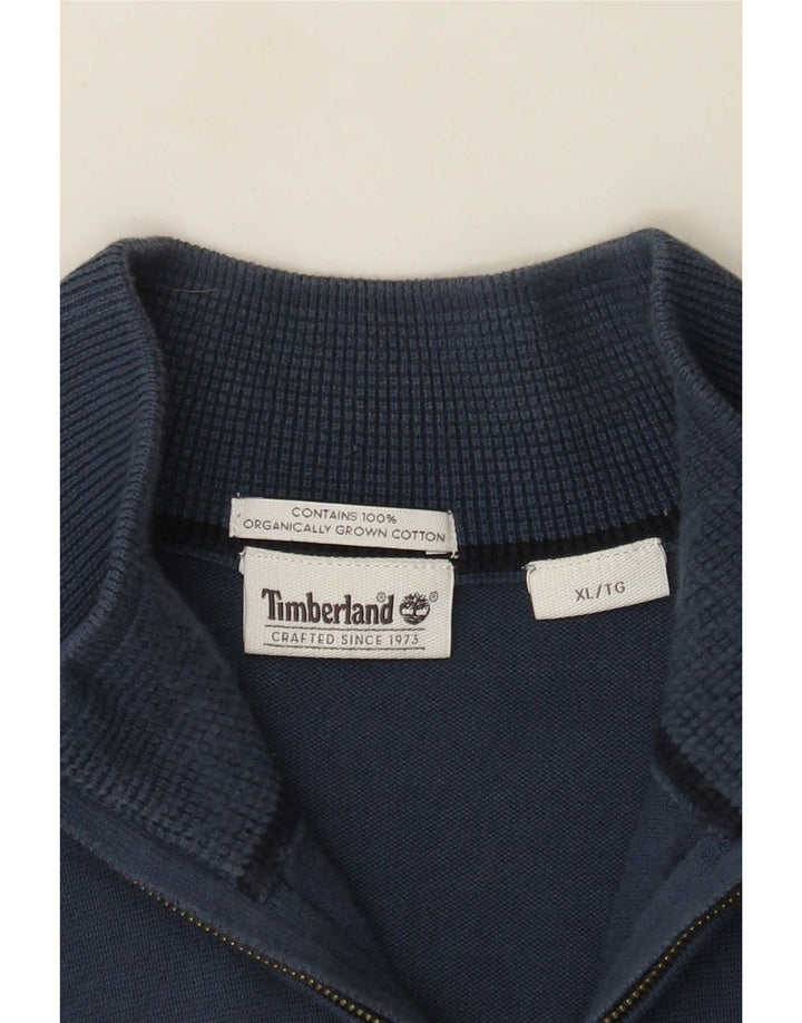 Timberland Mens Zip Neck Jumper Sweater XL Blue Cotton