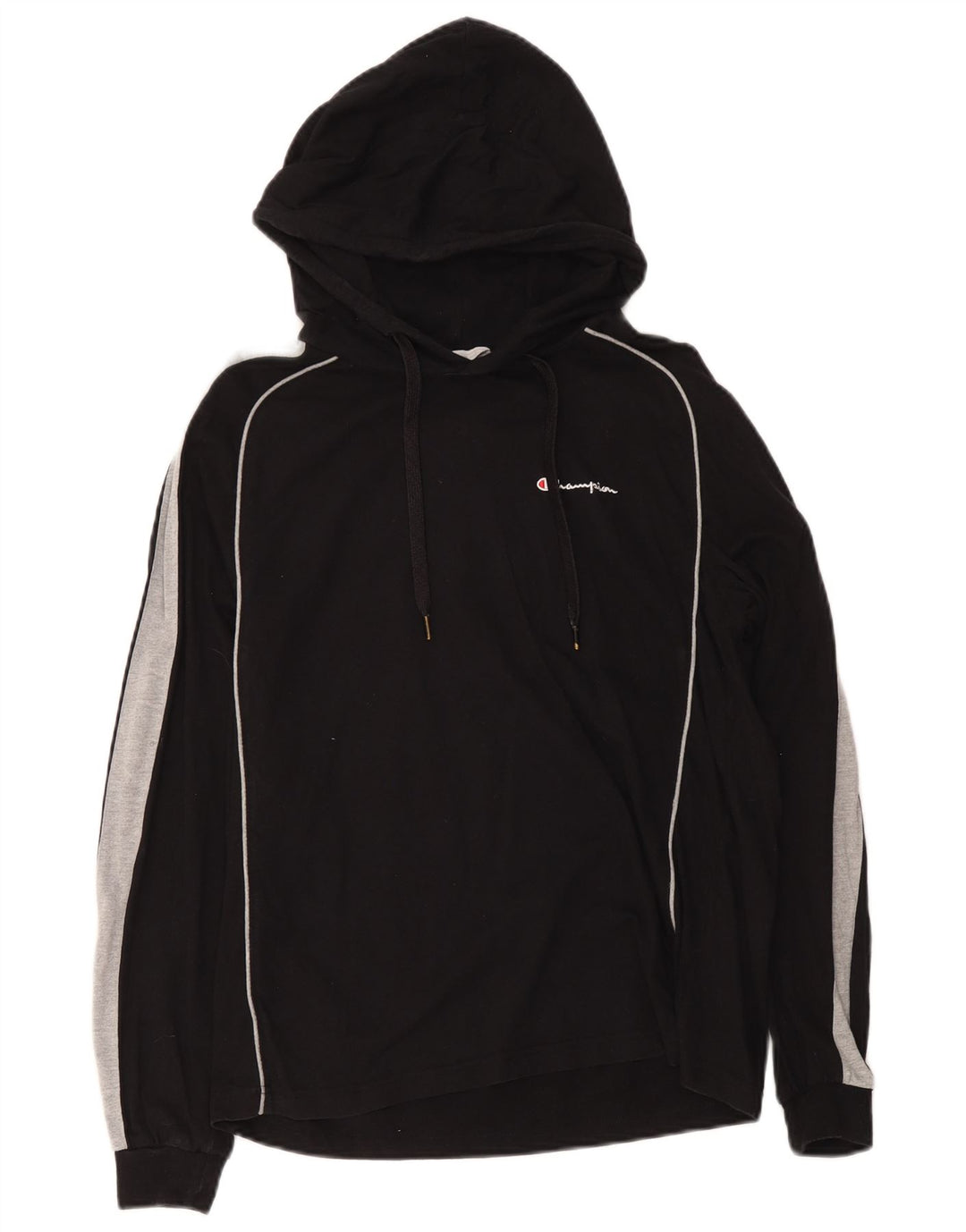 Champion Mens Hooded Top Long Sleeve Medium Black Colourblock Cotton