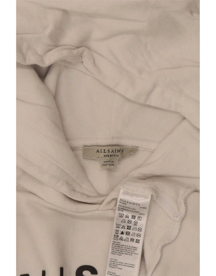 All Saints Womens Oversized Crop Graphic Hoodie Jumper UK 14 Medium White