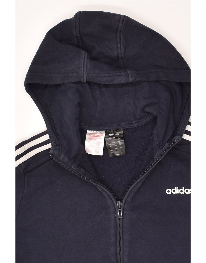 ADIDAS Boys Zip Hoodie Sweater 13-14 Years Navy Blue Cotton | Vintage Adidas | Thrift | Second-Hand Adidas | Used Clothing | Messina Hembry 