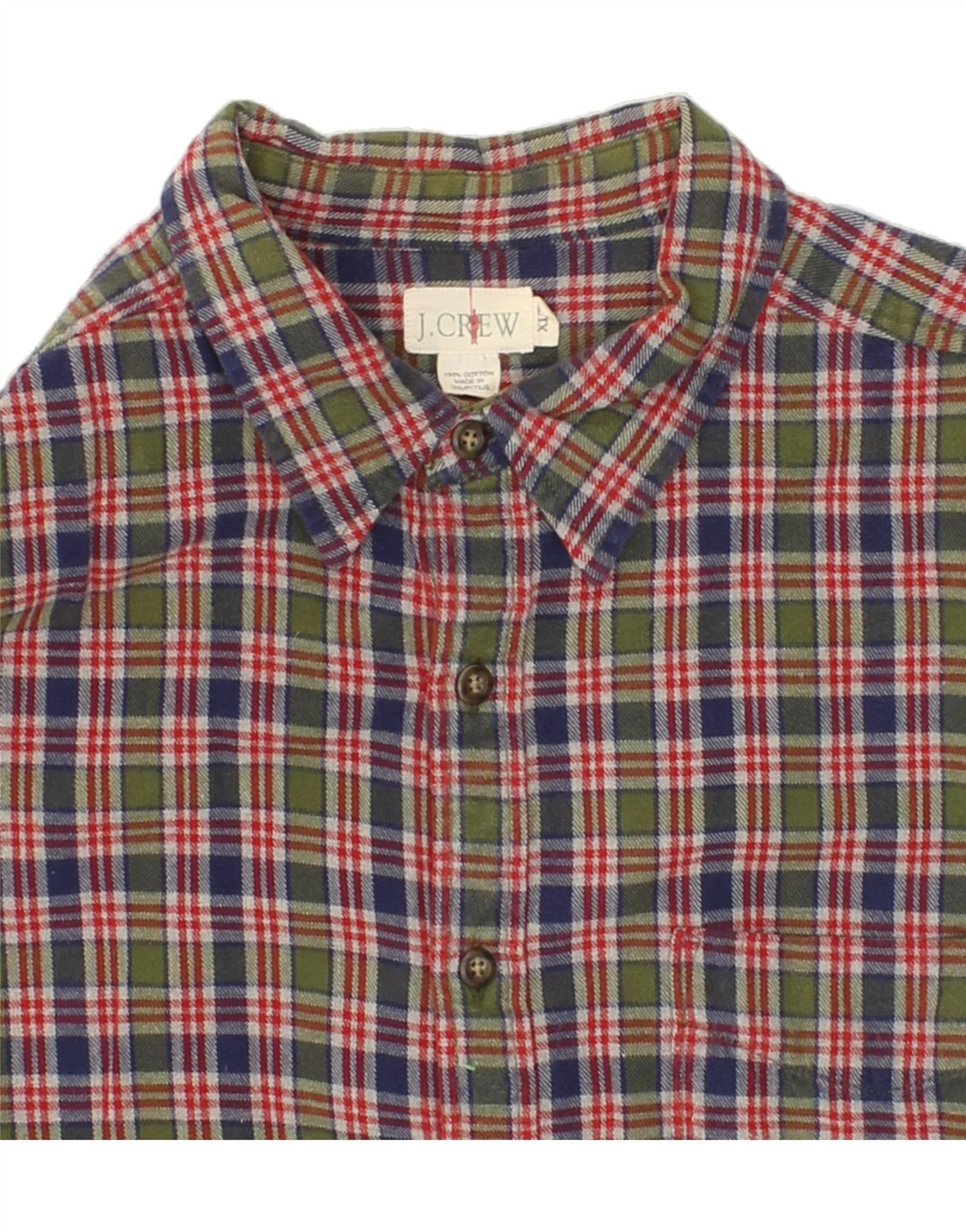 J. CREW Mens Flannel Shirt XL Green Check Cotton Vintage J. Crew and Second-Hand J. Crew from Messina Hembry 