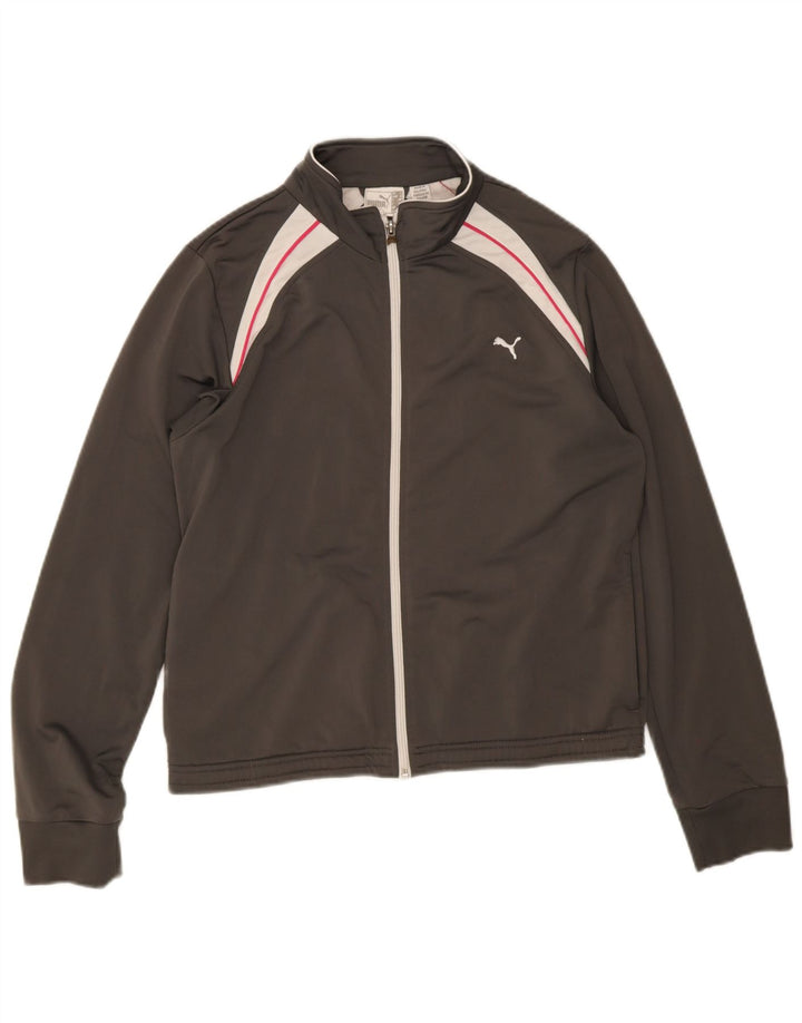 Puma Womens Tracksuit Top Jacket UK 14 Large Grey Colourblock Polyester