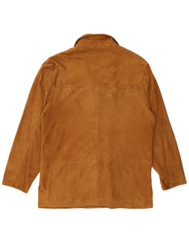 ZARRO Womens Suede Jacket IT 46 Large Beige Leather