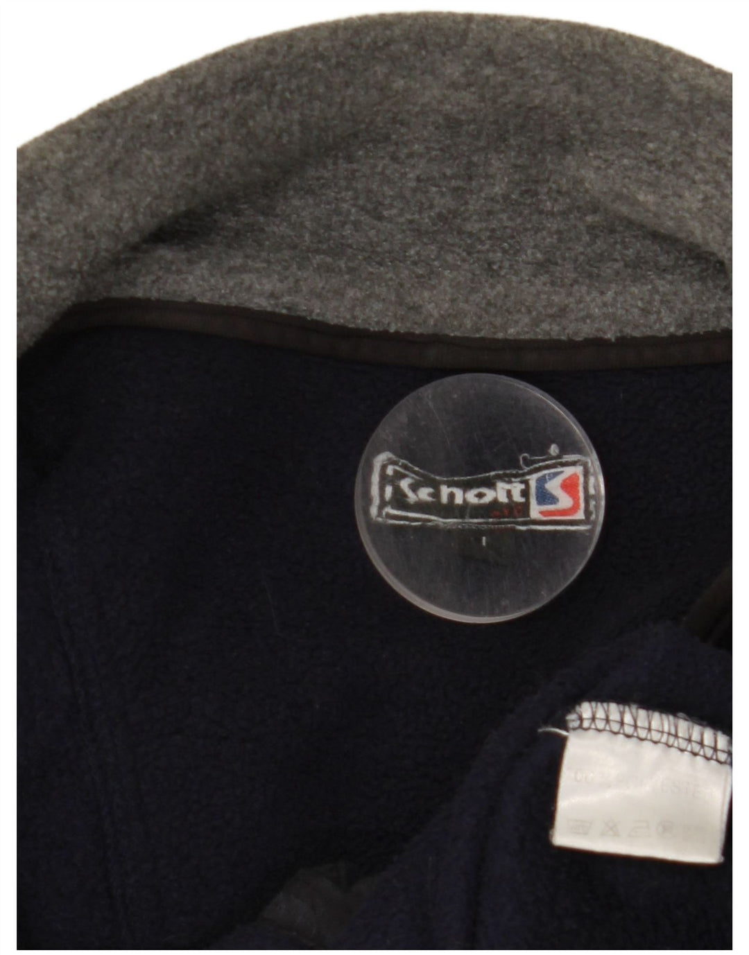 SCHOTT Mens Fleece Jacket UK 40 Large Navy Blue Polyester