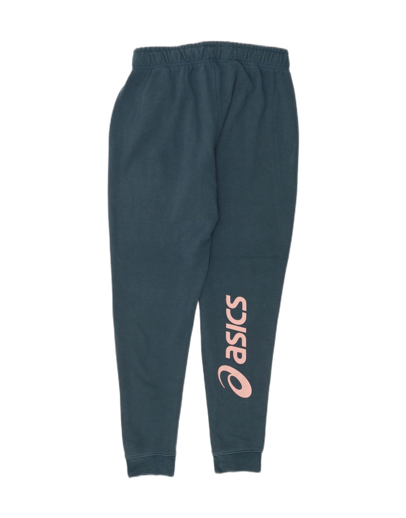 ASICS Womens Graphic Tracksuit Trousers Joggers UK 14 Large  Blue Cotton Vintage Asics and Second-Hand Asics from Messina Hembry 