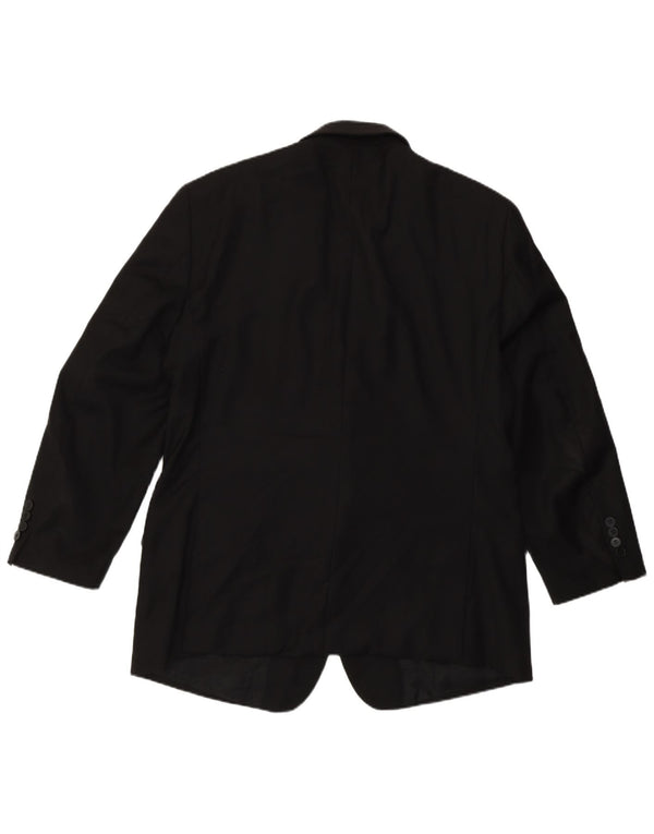 Calvin Klein Mens 2 Button Slim Fit Blazer Jacket UK 44 2XL Black Wool
