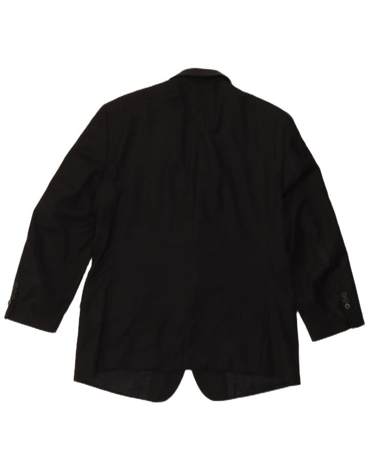 Calvin Klein Mens 2 Button Slim Fit Blazer Jacket UK 44 2XL Black Wool