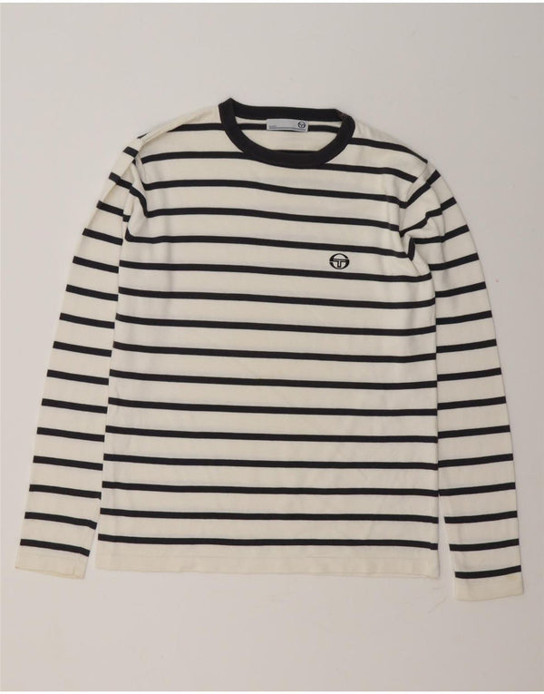 Sergio Tacchini Mens Milano Crew Neck Jumper Sweater Medium White Striped