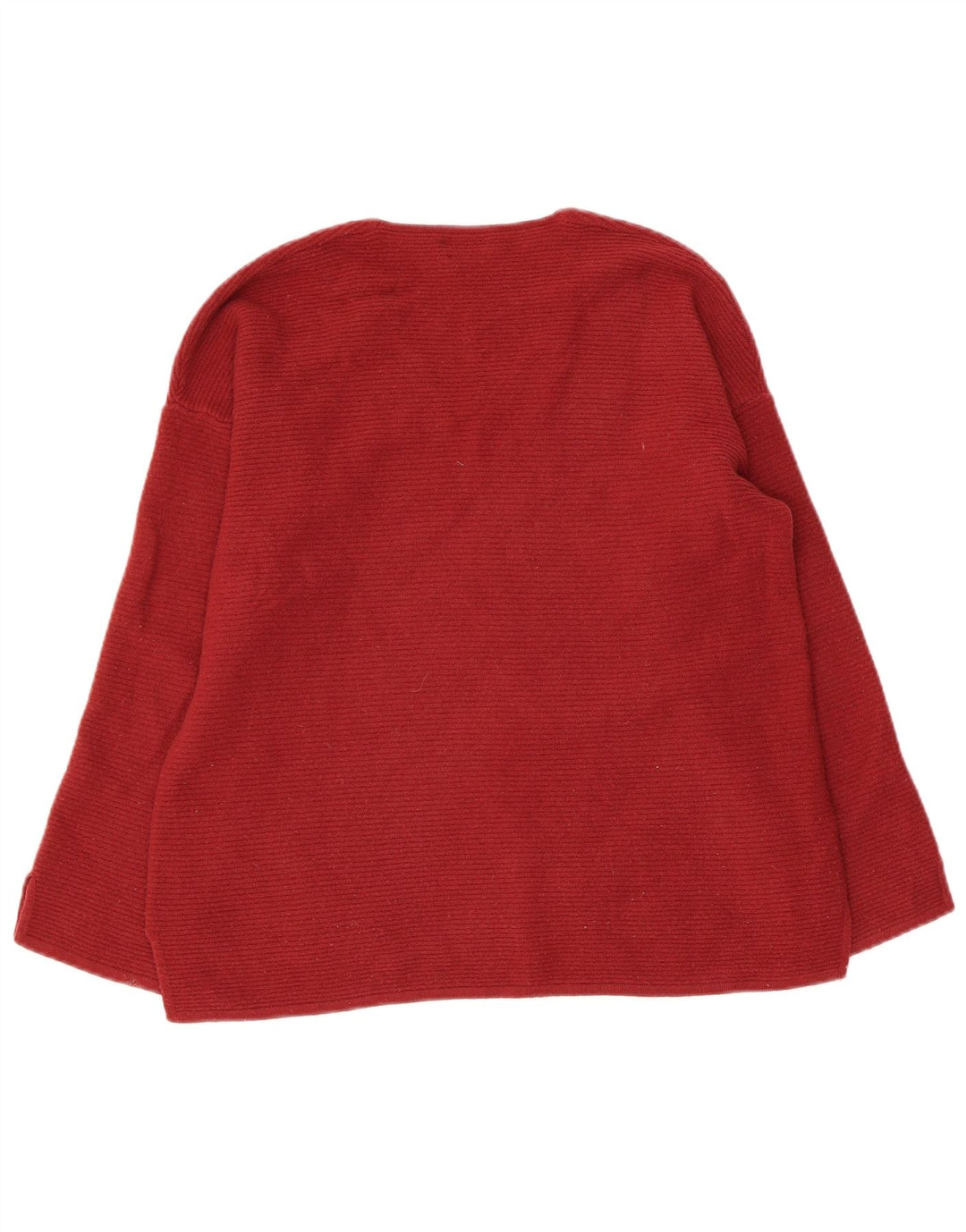 Benetton Womens V-Neck Jumper Sweater UK 10 Small Red Virgin Wool