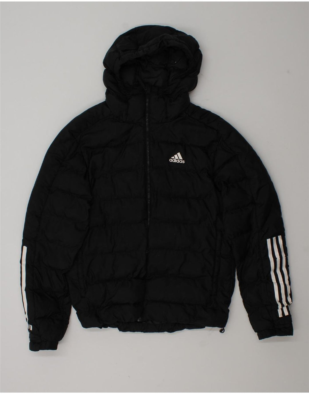 Adidas Mens Hooded Padded Jacket UK 36 Small Black Polyester