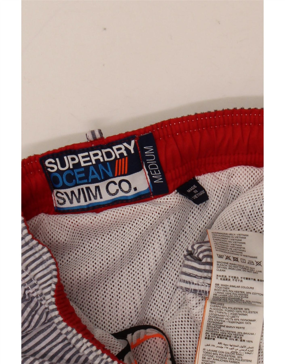 Superdry Mens Swimming Shorts Medium  Blue Striped Polyester