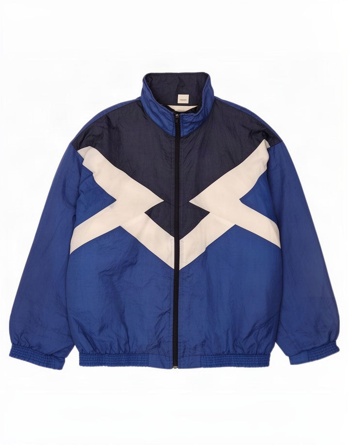 Vintage Mens Loose Fit Tracksuit Top Jacket Medium Blue Colourblock