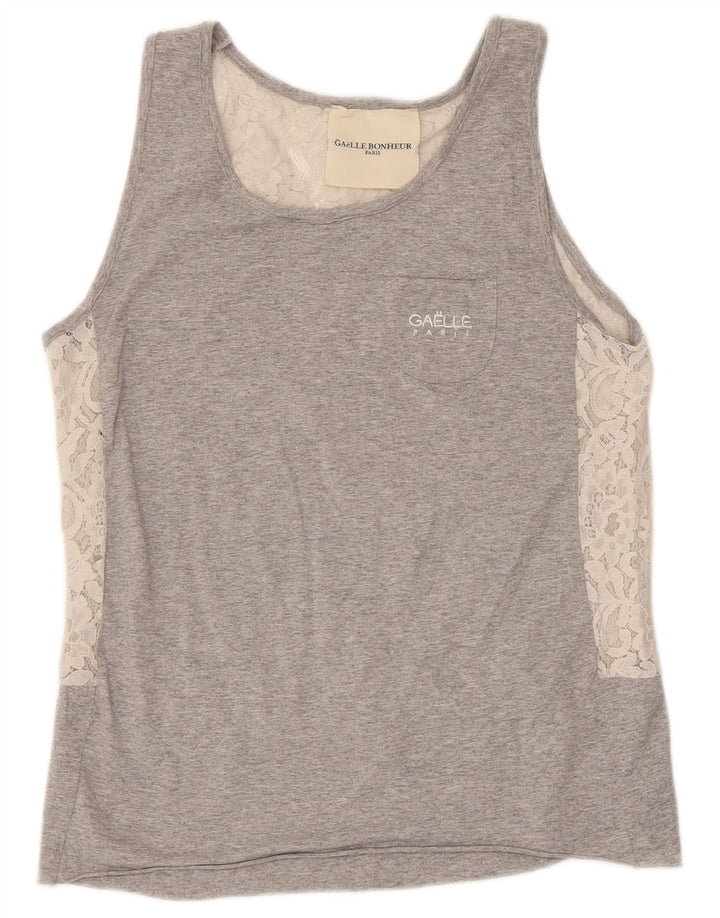 Gaelle Womens Oversized Vest Top US 1 2XS Grey Flecked Cotton