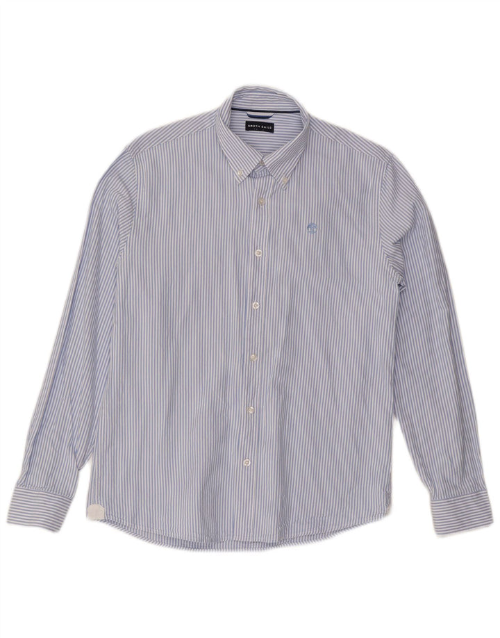 North Sails Mens Shirt Small Blue Pinstripe Cotton