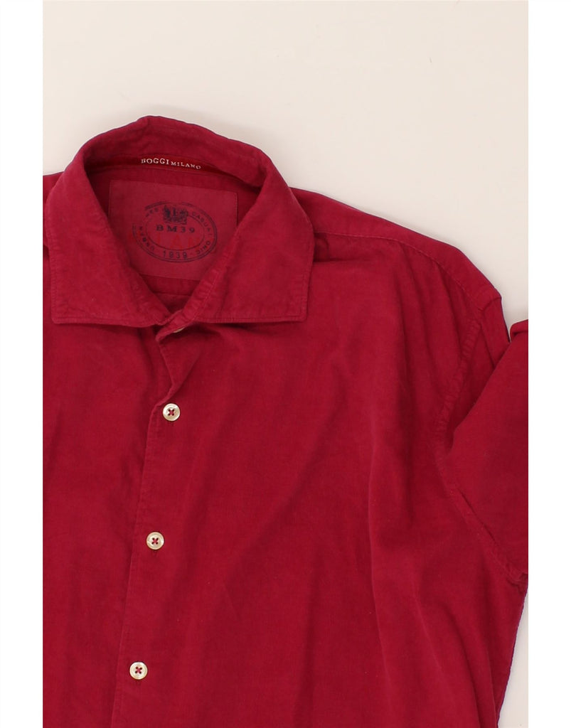 BOGGI MILANO Mens Milano Shirt Medium Burgundy Cotton | Vintage Boggi Milano | Thrift | Second-Hand Boggi Milano | Used Clothing | Messina Hembry 