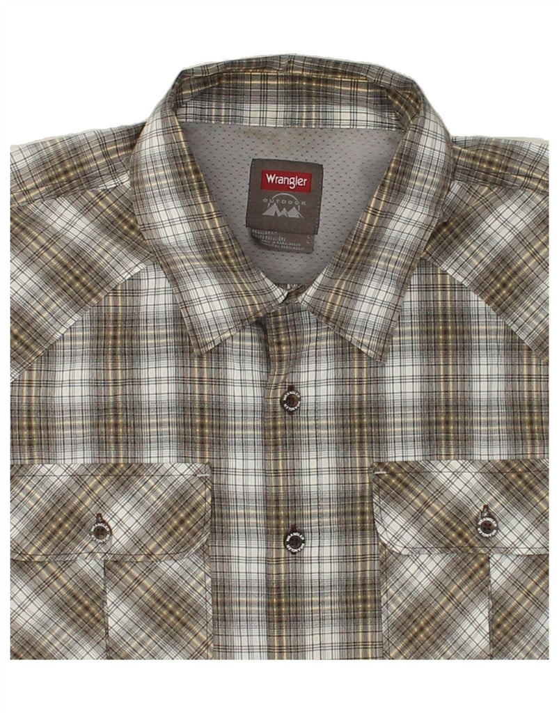 WRANGLER Mens Shirt Large Grey Check Polyester | Vintage Wrangler | Thrift | Second-Hand Wrangler | Used Clothing | Messina Hembry 