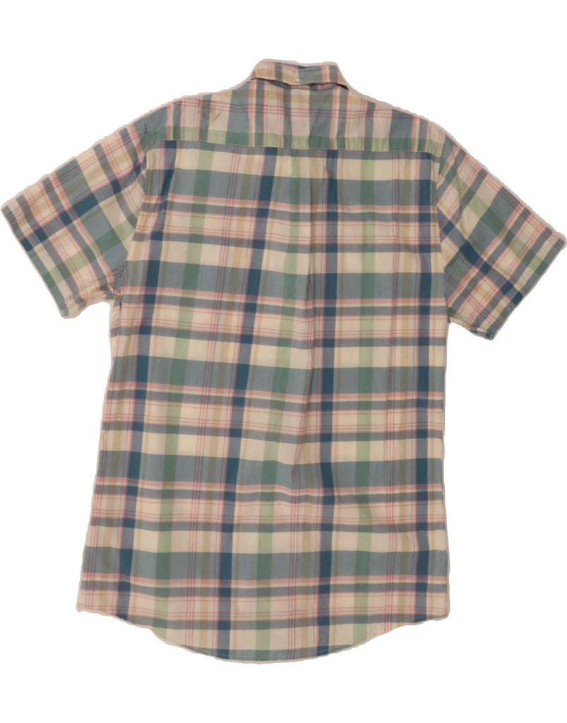 BARBOUR Mens Tailored Fit Short Sleeve Shirt Large Blue Check Cotton Vintage Barbour and Second-Hand Barbour from Messina Hembry 