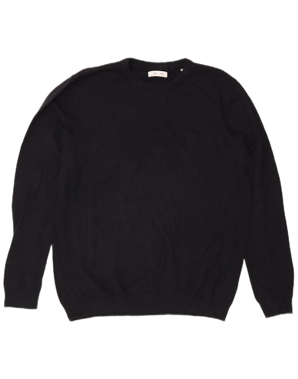 Jack & Jones Mens Crew Neck Jumper Sweater XL Navy Blue Cotton