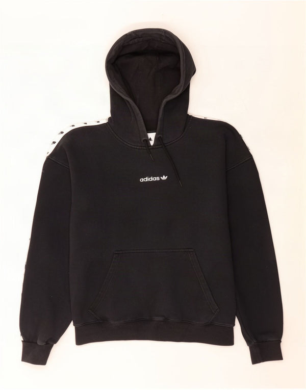 Adidas Mens Graphic Hoodie Jumper Medium Black Colourblock Cotton