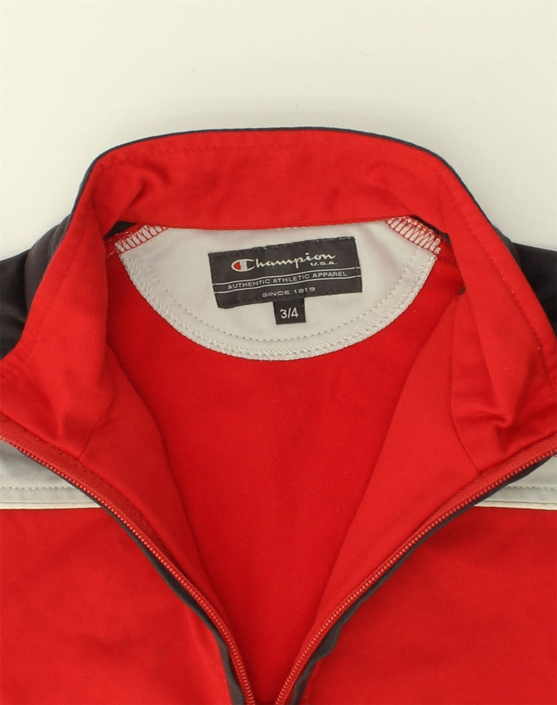 CHAMPION Boys Tracksuit Top Jacket 3-4 Years Red Colourblock Polyester | Vintage Champion | Thrift | Second-Hand Champion | Used Clothing | Messina Hembry 