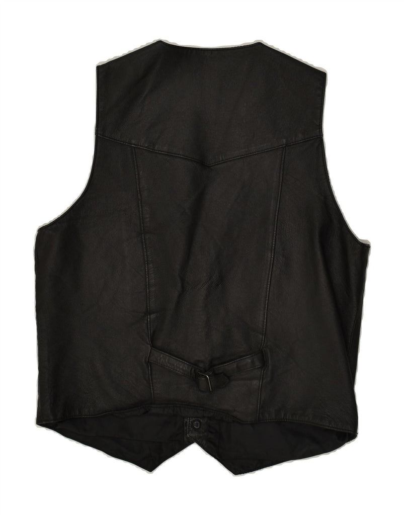 VINTAGE Mens Leather Waistcoat Medium Black Leather | Vintage Vintage | Thrift | Second-Hand Vintage | Used Clothing | Messina Hembry 
