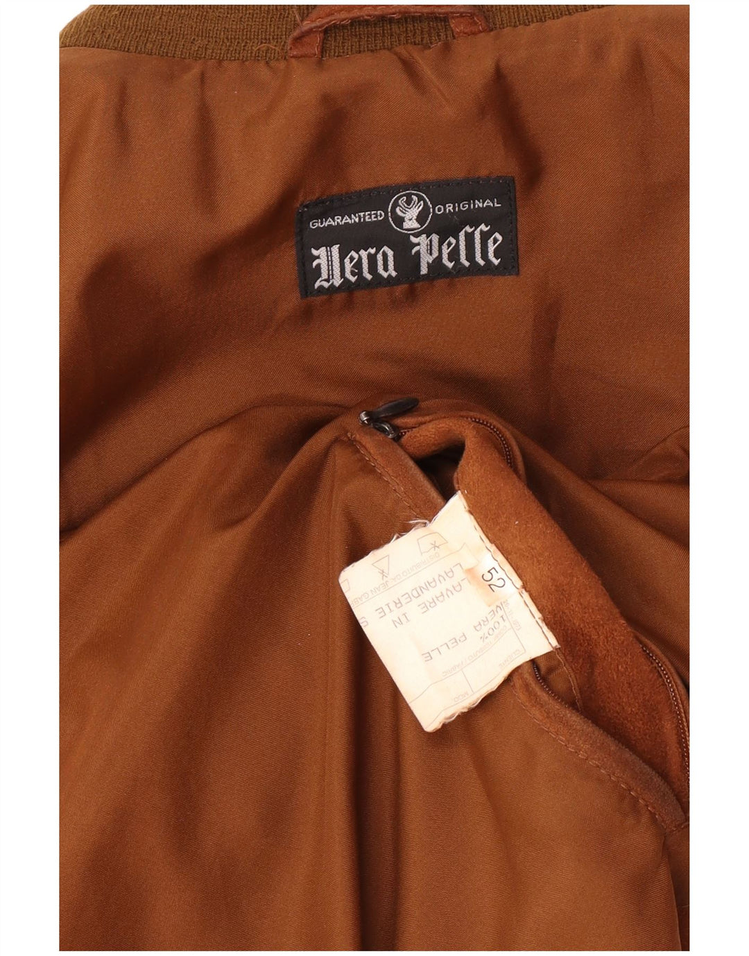 Vintage Mens Suede Bomber Jacket IT 52 XL Brown Leather Retro