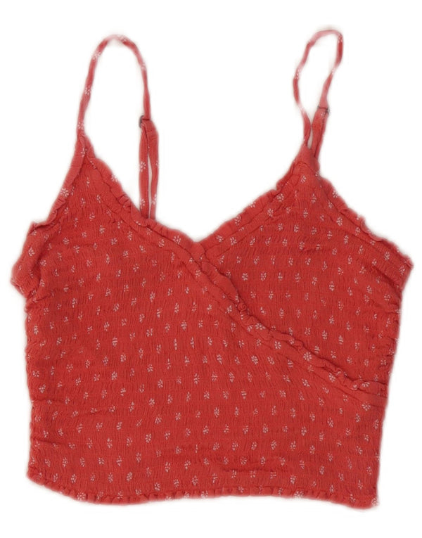 Hollister Womens Crop Cami Top UK 4 XS Pink Floral Viscose