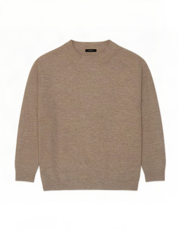 Zara Womens Oversized Crew Neck Jumper Sweater UK 10 Small Beige Flecked